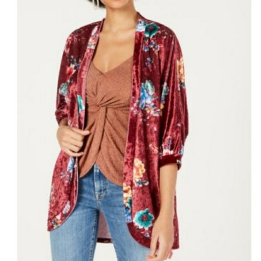Project 28 NYC  Floral print VELVET KIMONO